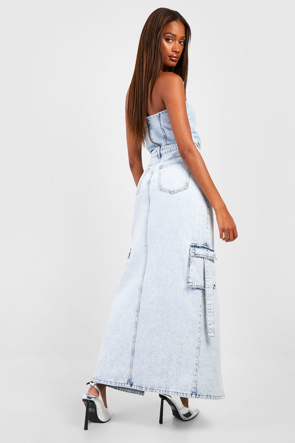 Denim maxi dress with hot sale pockets